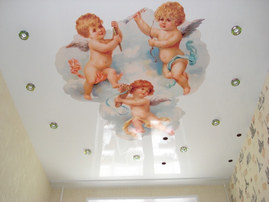 Натяжной потолок в детской фото, компания Ремонтофф. Натяжные потолки в Томске под ключ.